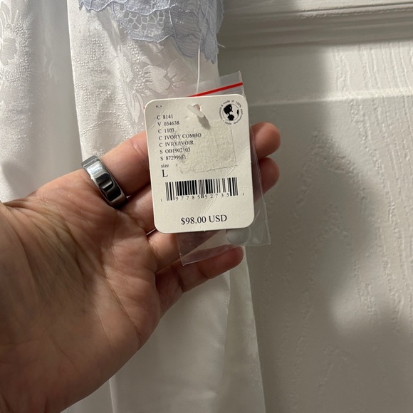 Free People Intimately Elegant Lace Trimmed Blue and White Size L - Picture 2 of 6